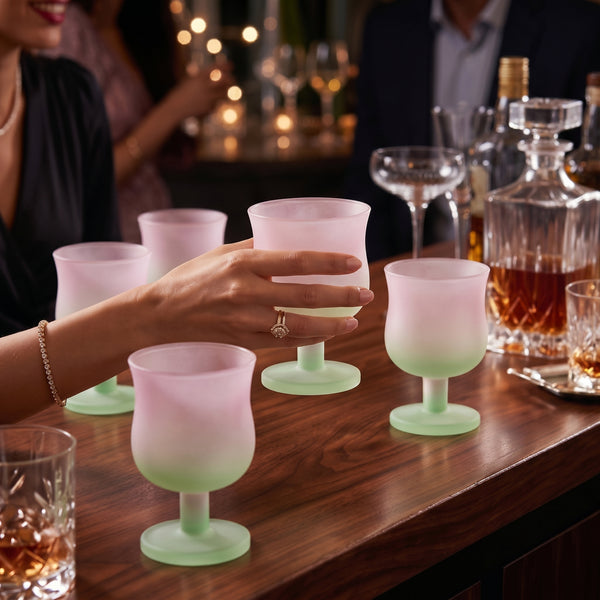 Frosted Lilac & Mint Stemmed Glass