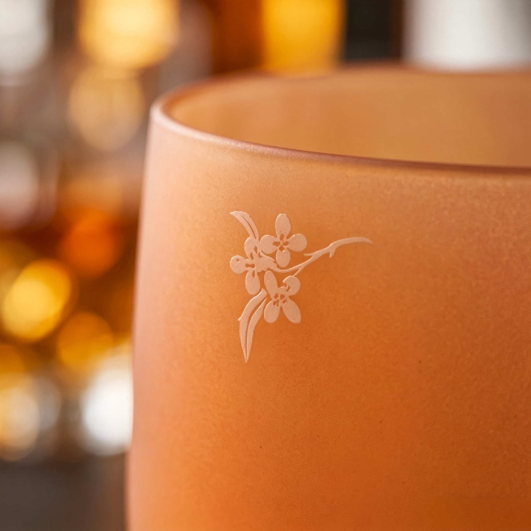 Frosted Sunset Orange Stemmed Glass
