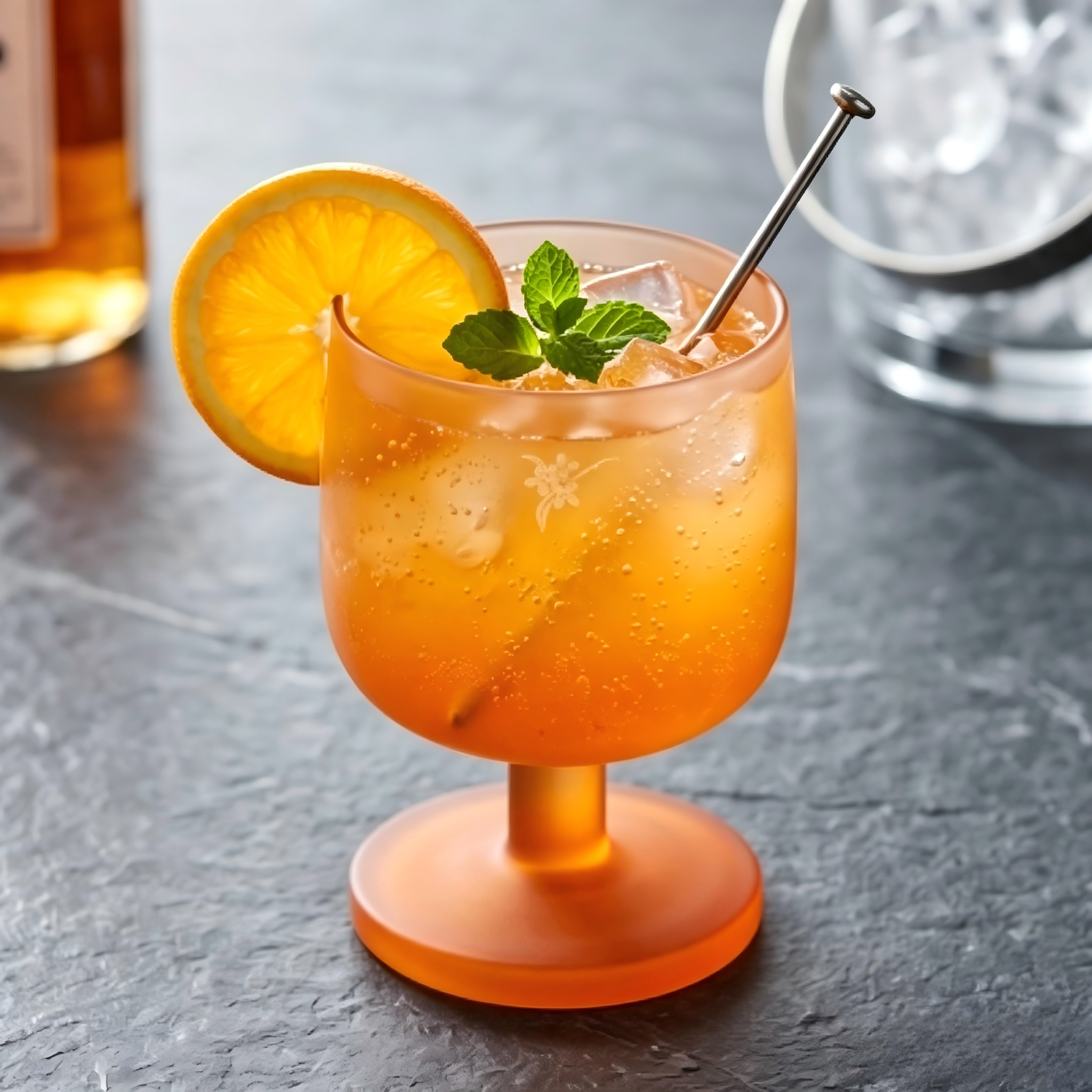 Frosted Sunset Orange Stemmed Glass