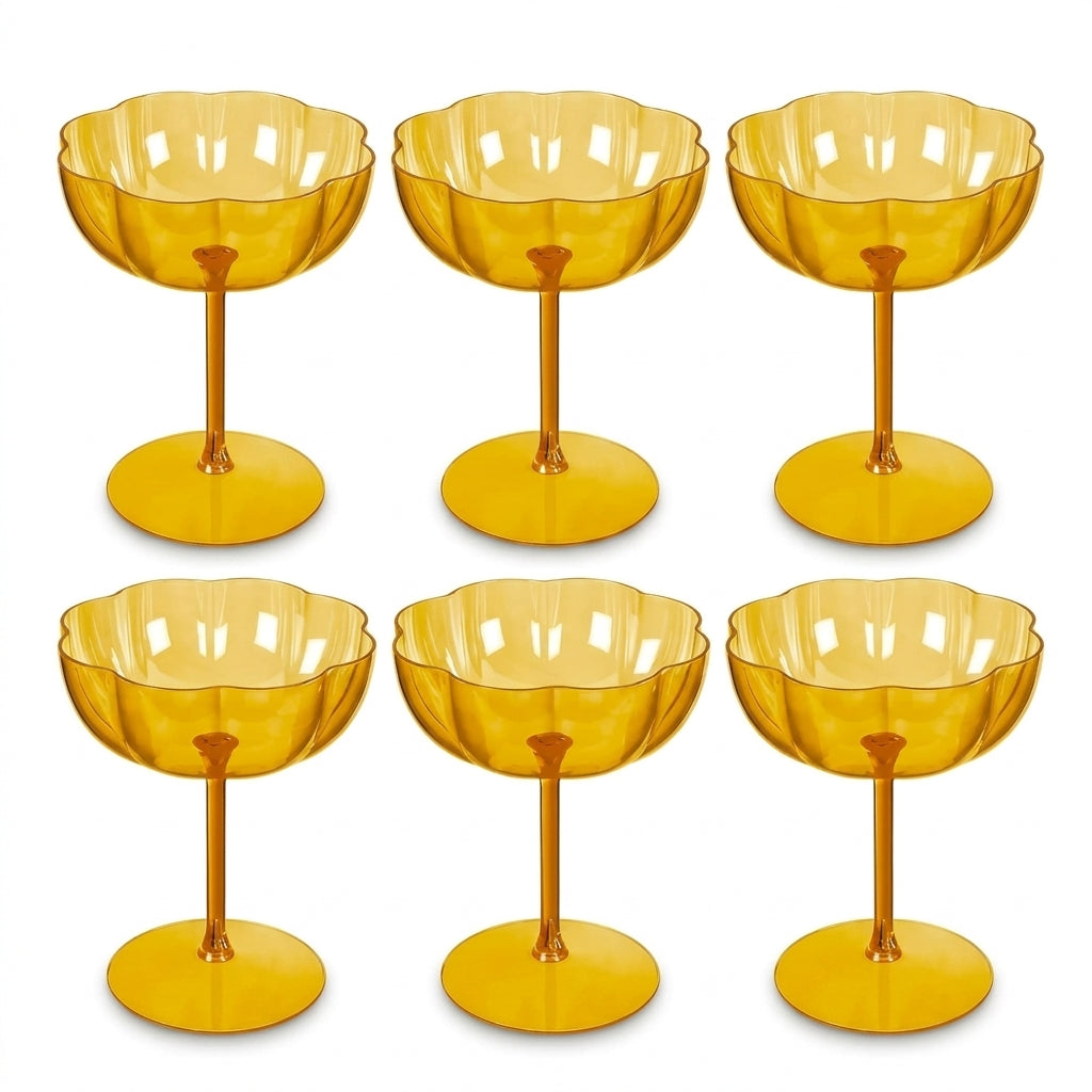 Golden Amber Petal Coupe Dessert Glass Set