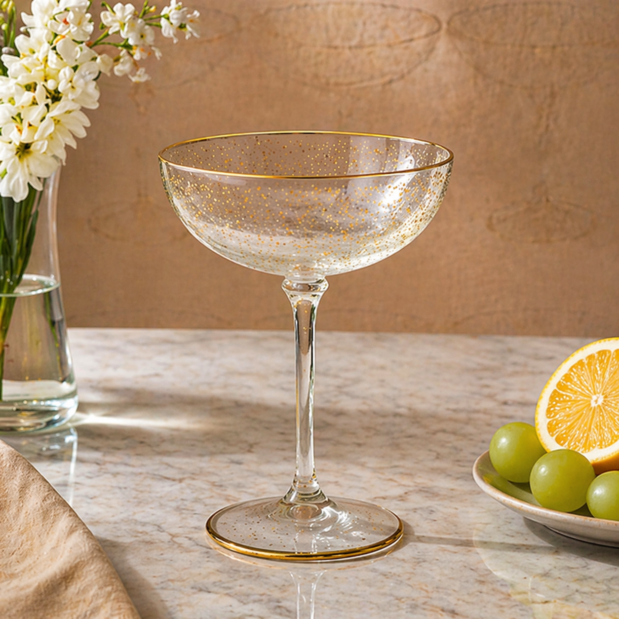 Golden Speckled Coupe Glass Set