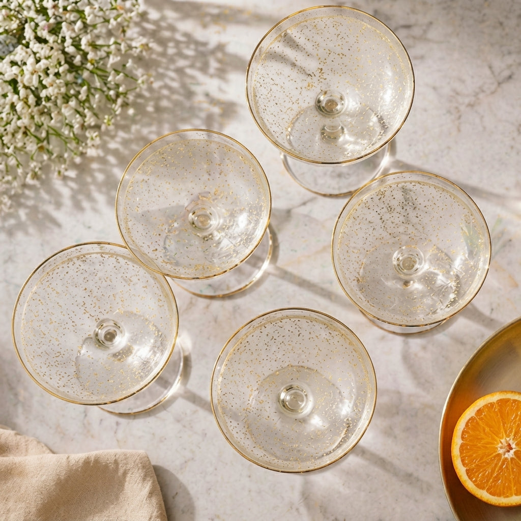Golden Speckled Coupe Glass Set