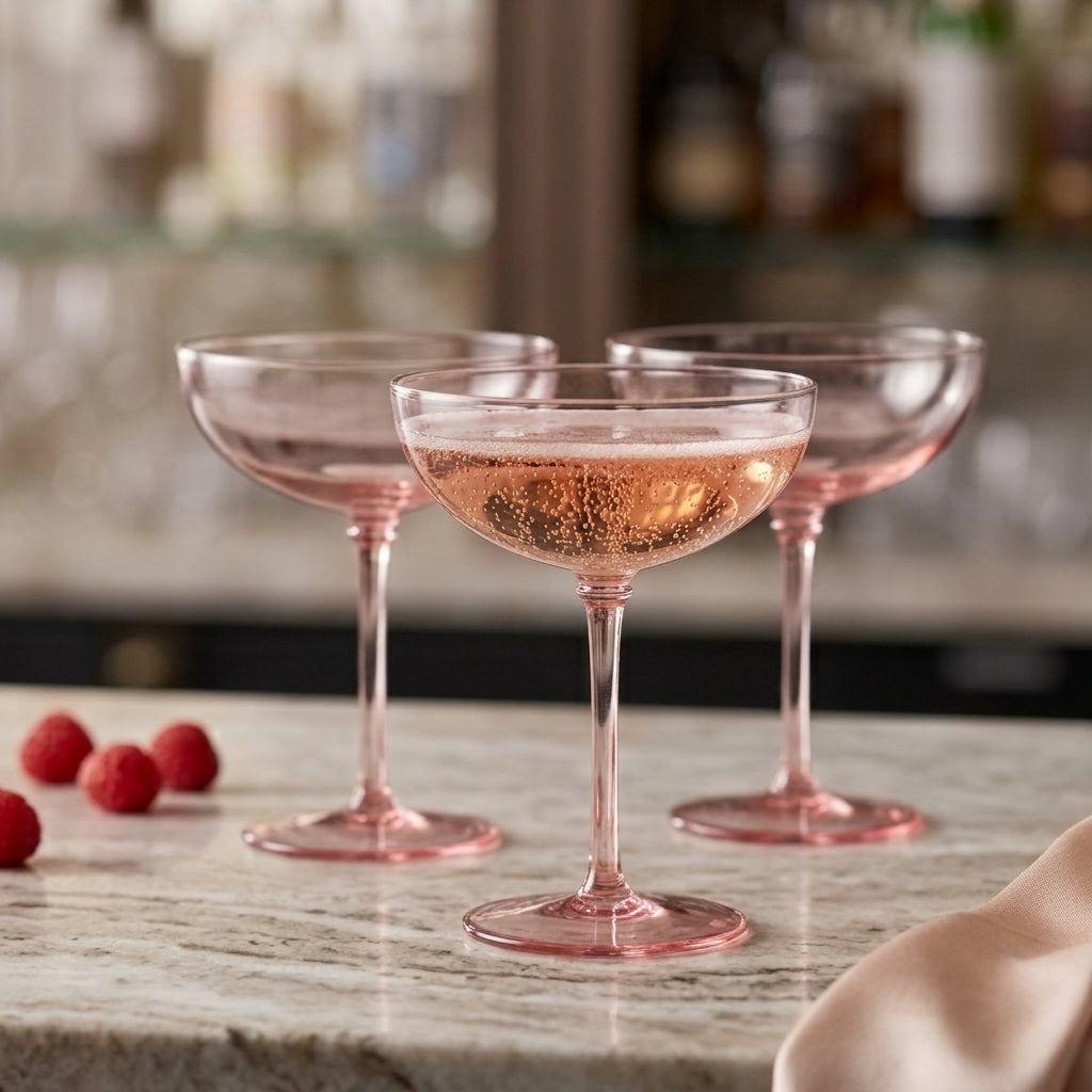 Soft Pink Coupe Glass Set