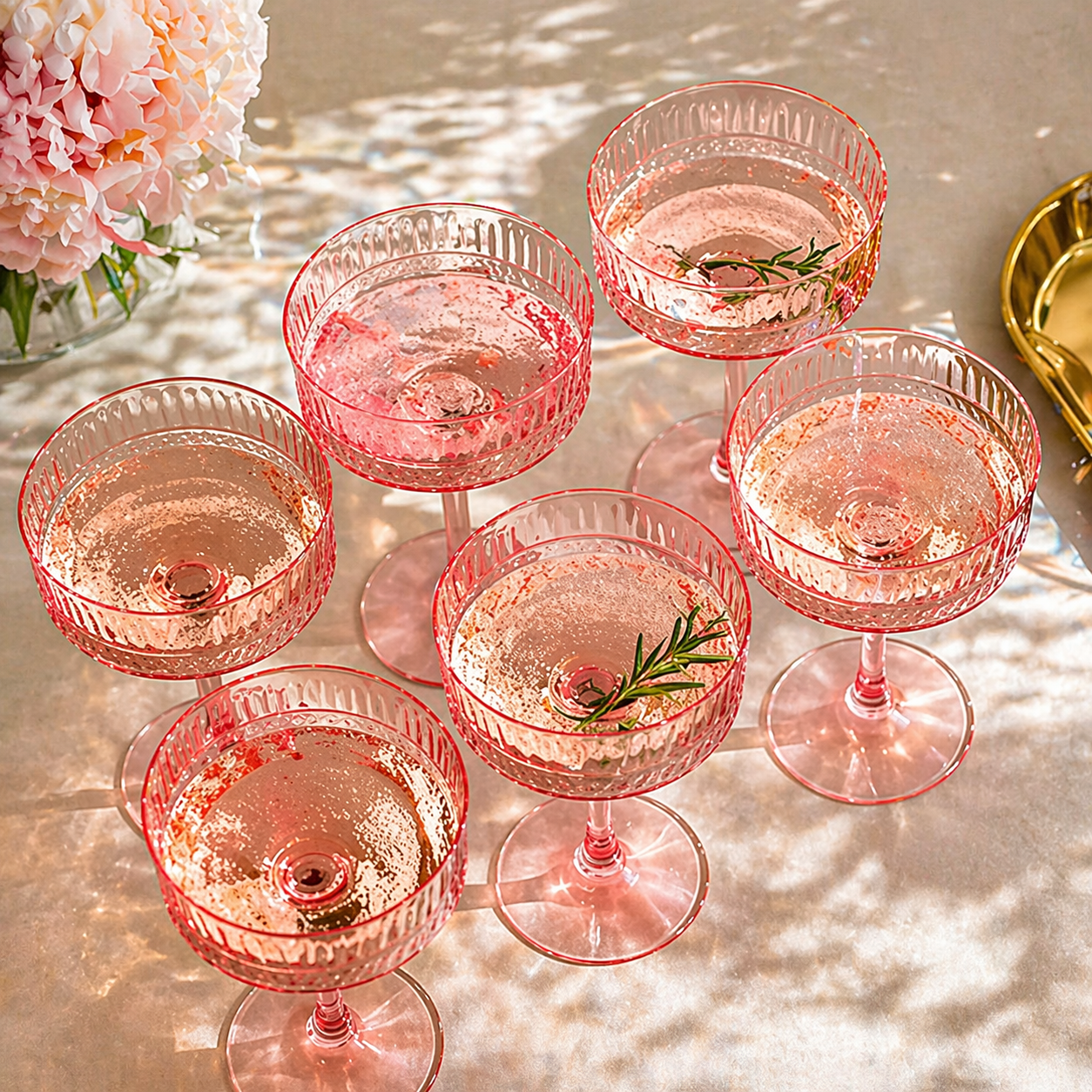 Rose Red Vintage Coupe Glass Set