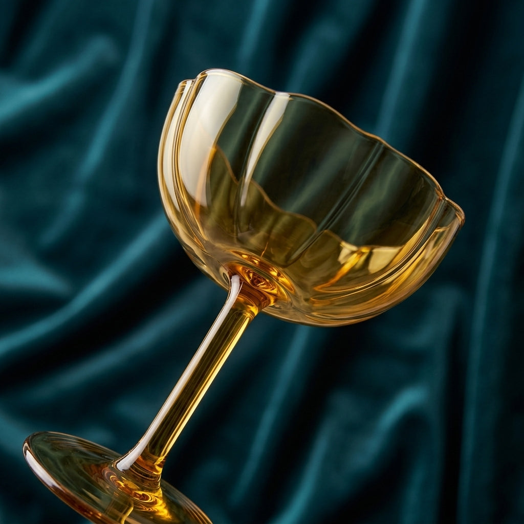 Golden Amber Petal Coupe Dessert Glass Set