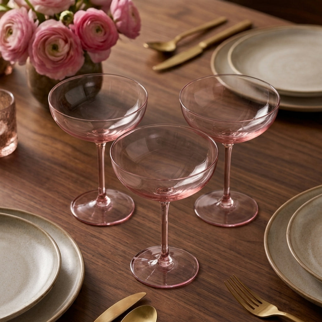 Soft Pink Coupe Glass Set