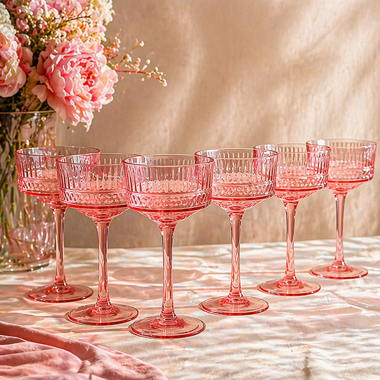 Rose Red Vintage Coupe Glass Set