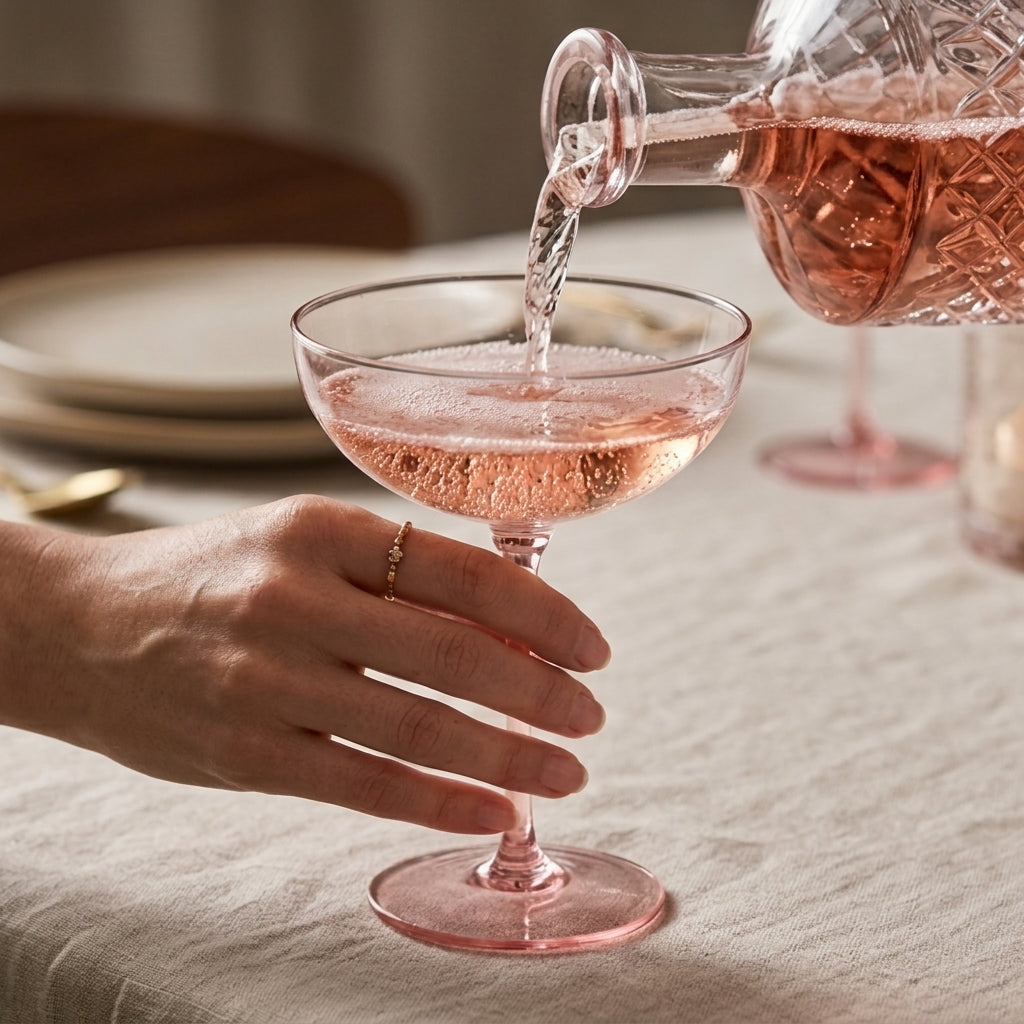 Soft Pink Coupe Glass Set