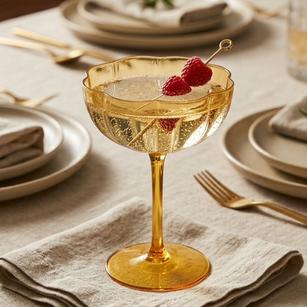 Golden Amber Petal Coupe Dessert Glass Set